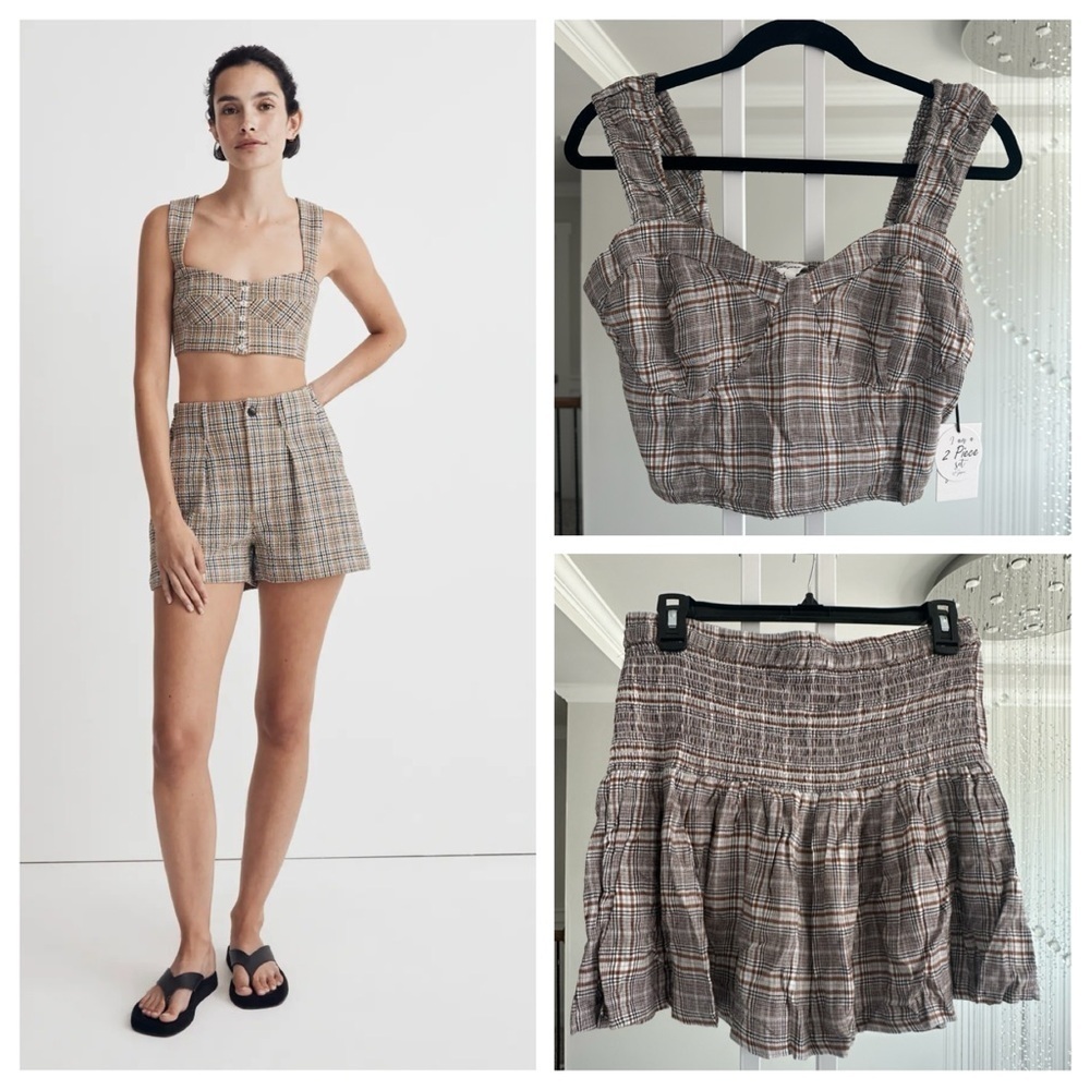 Plaid Crop Top and Skirt Set